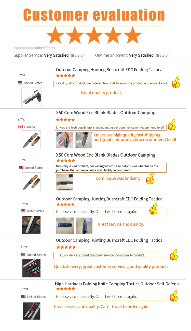 X50 Stainless Steel Camping Survival Hunting Olive Wood Handle Edc