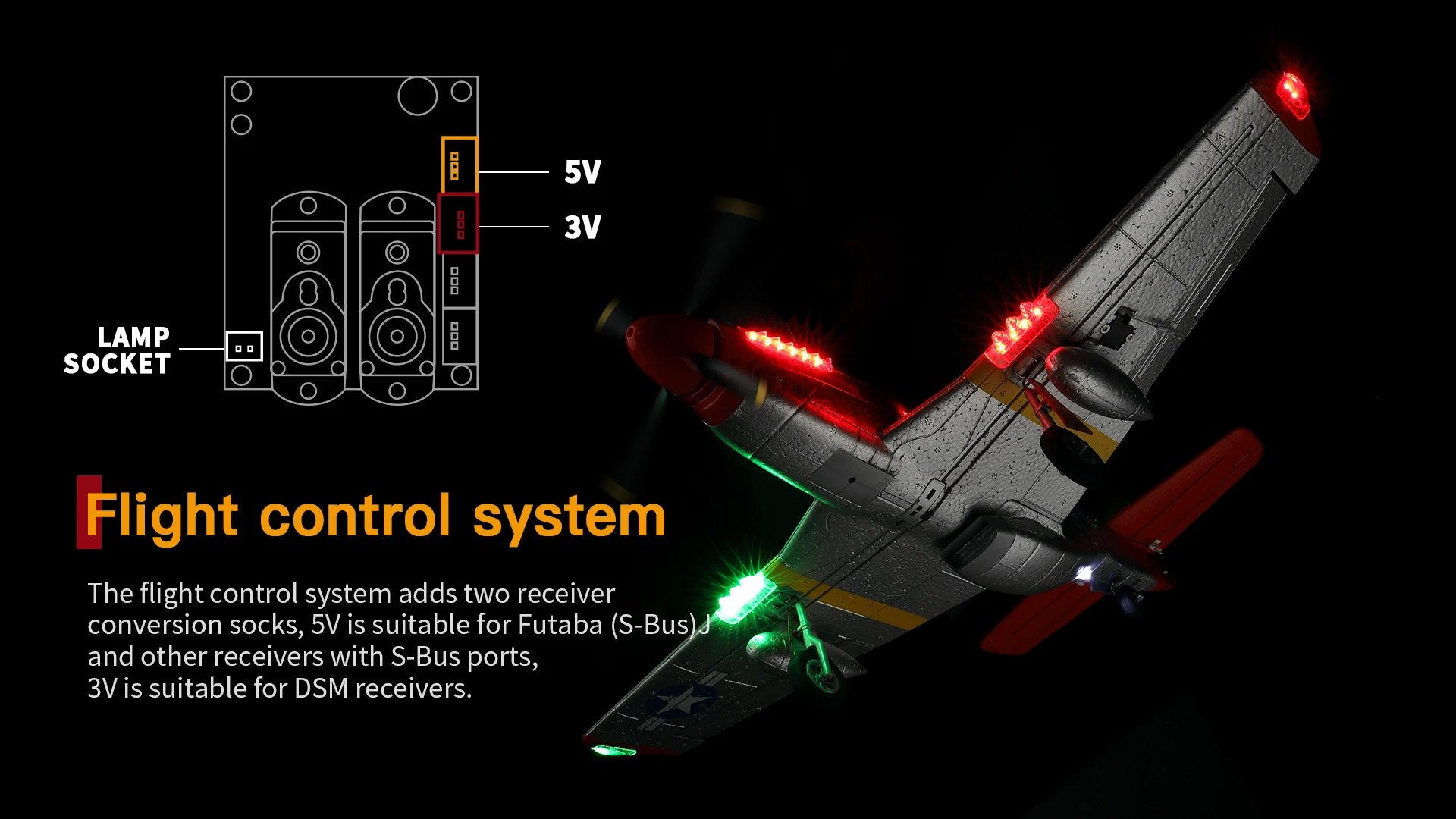 HOSHI WLtoys A280 RC Airplane P51 Fighter Simulator 2.4G 3D6G Mode Glider Fixed Wing with LED Light Radio Control Toys