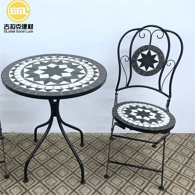 Outdoor Garden Ceramic Tile Top Mosaic Round Table