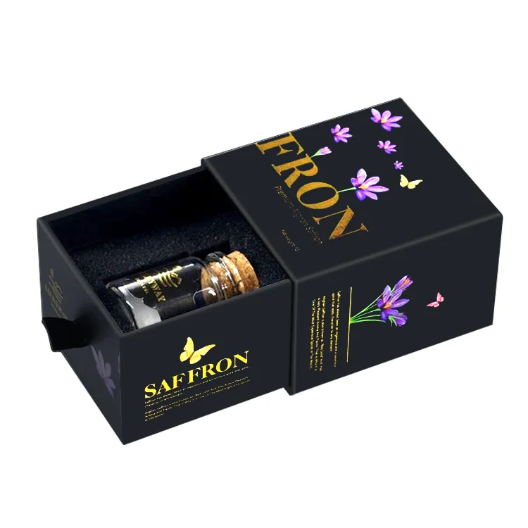 Custom Cardboard Paper Spice Gift Box Safran Saffron Packing Box Bottle