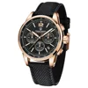 Rose gold case with black leather strap