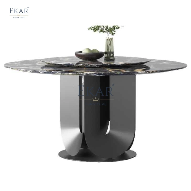 product modern round metal dining table with sleek design luxury marble glass for contemporary dining spaces home bars villas weddings-62