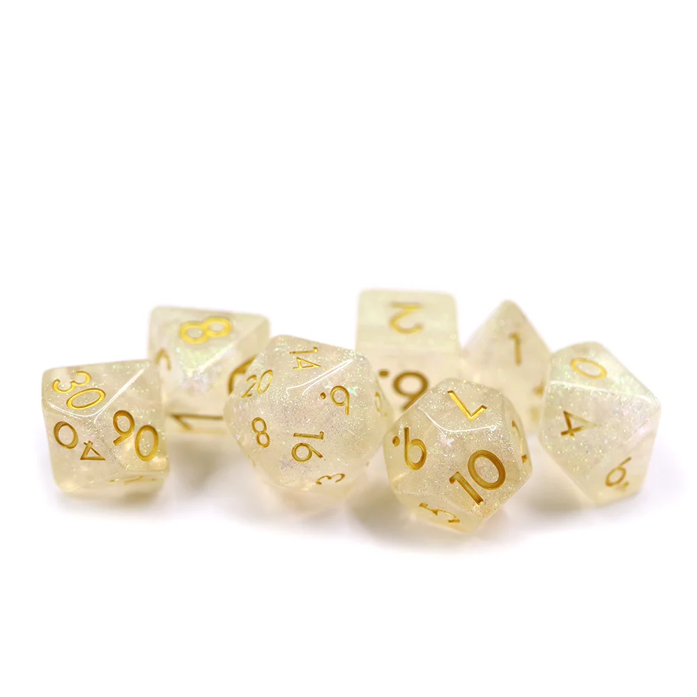 7-Pack 20-Sided Polyhedral Clear Resin Dice Set Low MOQ D20 for DND RPG Table Game