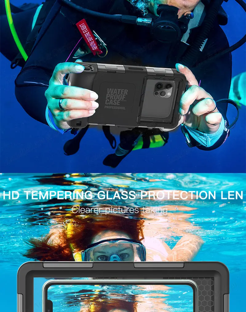 Laudtec SJK092 Cover Selfie Underwater Diving Hard Pc Case Floating Waterproof Phone Pouch For Iphone 15 14 13 12 Plus Pro Max factory