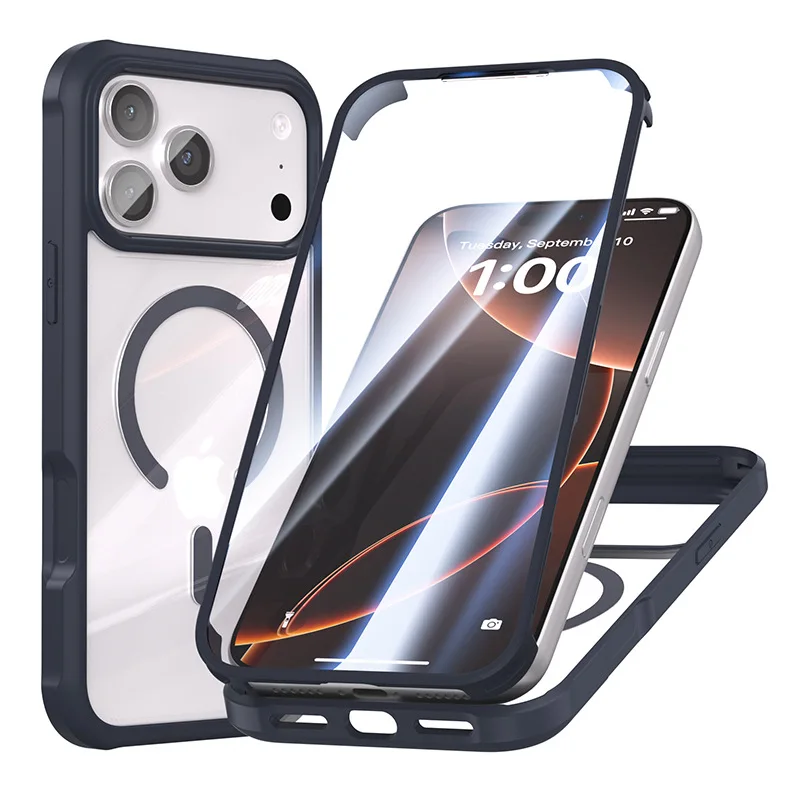 High Transparency Tempered Glass Phone Case Magnetic for iPhone 17 Pro Max 17 Air Magnetic Clear Phone Case