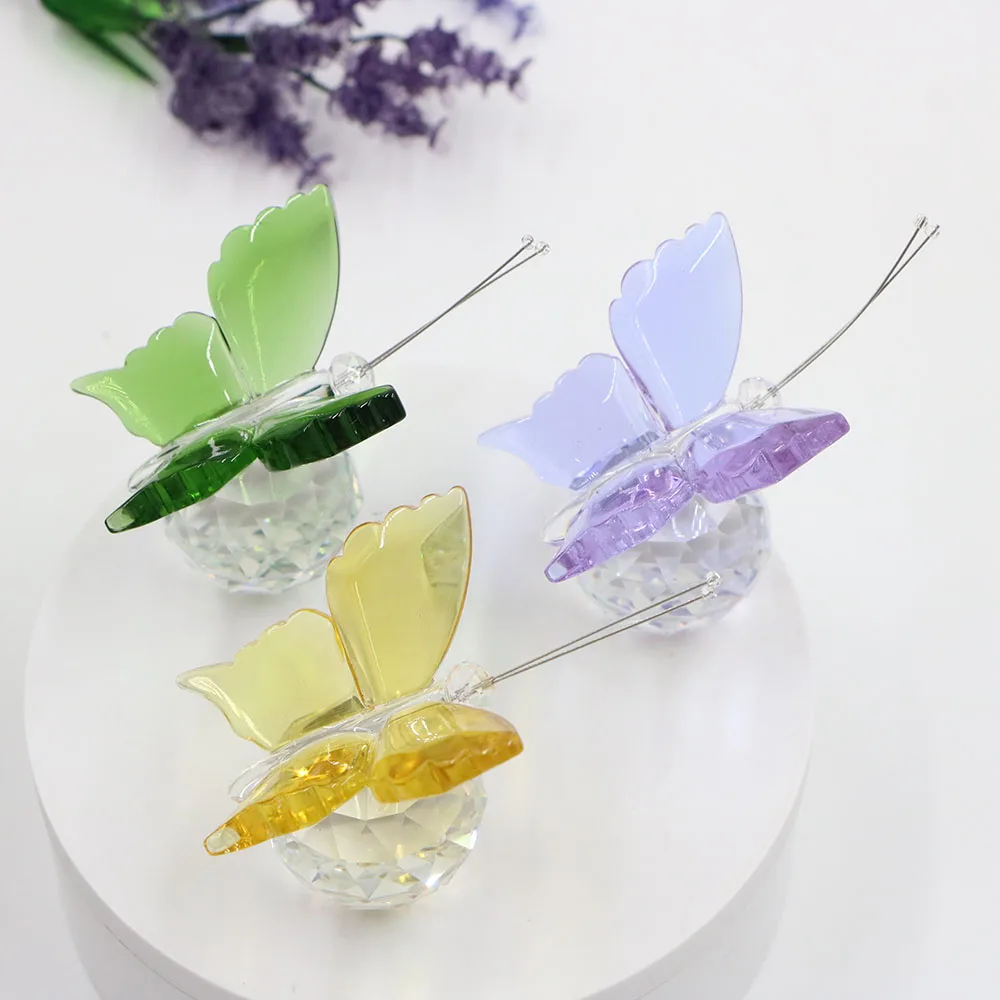 Factory Direct Sell  Murano Lampwork Handmade  Glass Crystal Butterfly Home Decoration Collection Arts Crafts