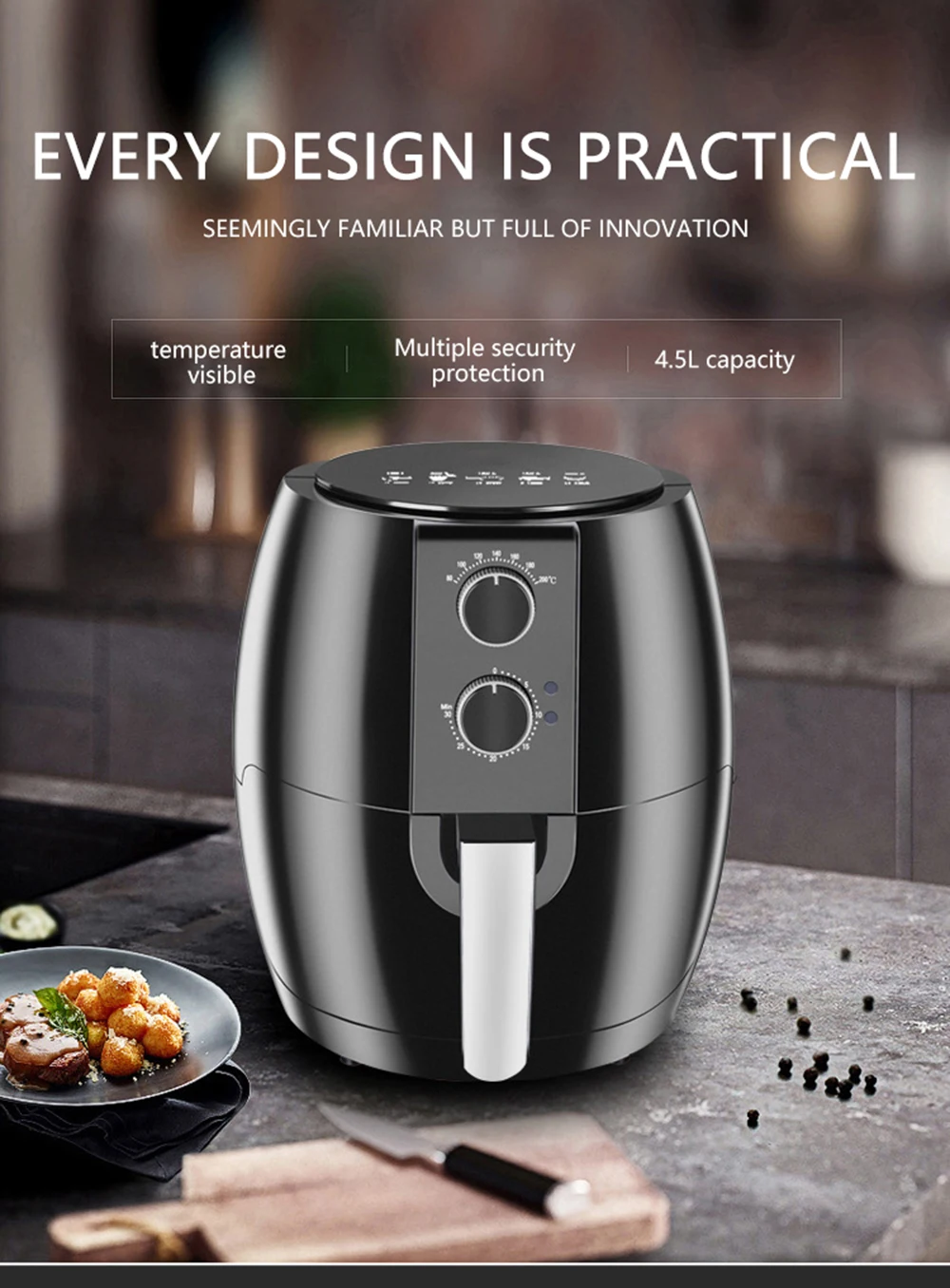 Professional 4.5l Household Multifunctional Air Fryers Oil Free
