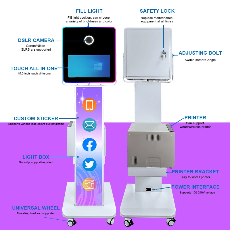 Dslr Camera Wedding Photo Booth Machine Portable Photo Booth Shell Touch Screen Selfie Photo Booth Kiosk