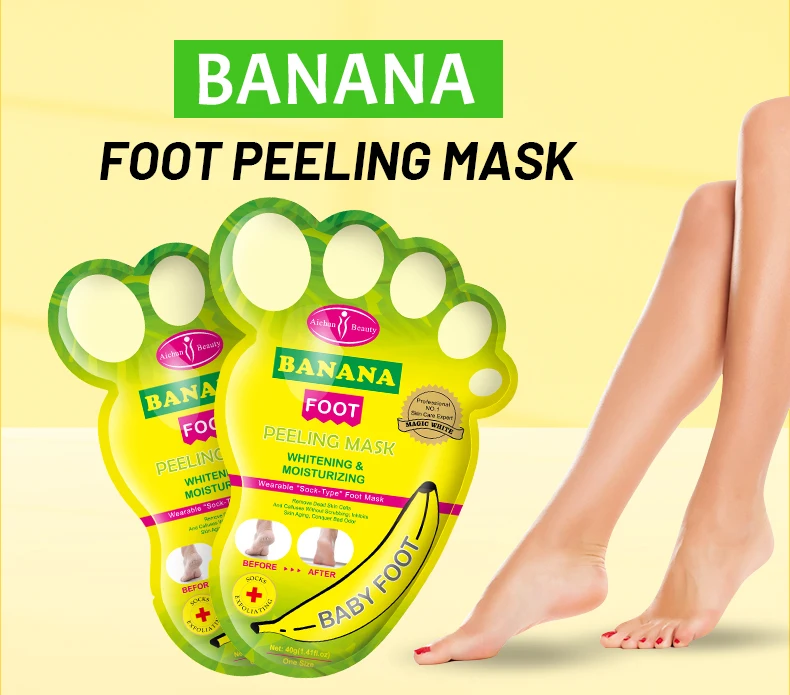 Aichun Beauty 40g Natural Foot Moistourizing Exfoliating Banana Nourishing Foot Peel Mask Sheet