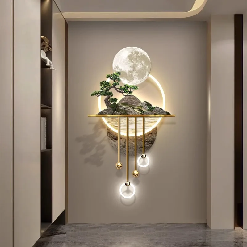 3D Three-Dimensional Porch Landscape Led Light Painting Art Wall Home Decor Luxury Led Light Wall Lamp Hanging Painting Murals