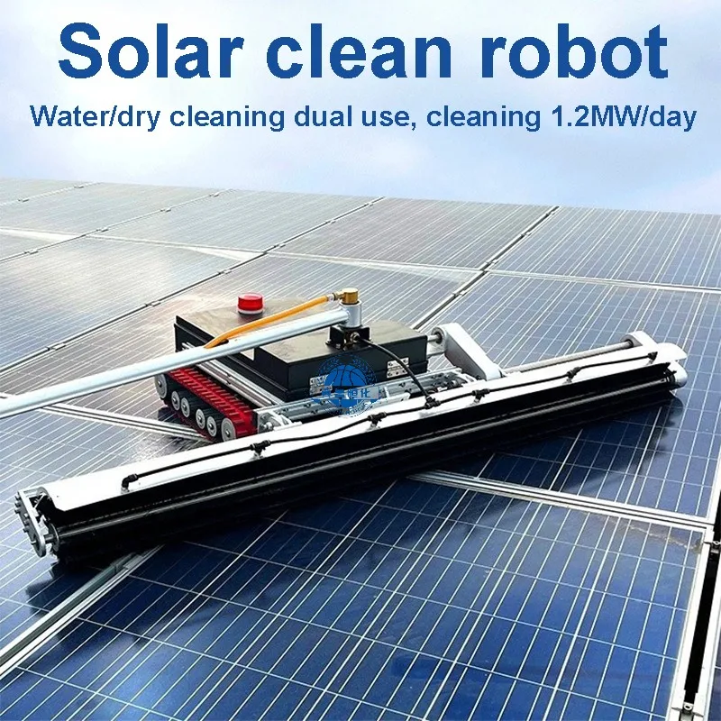 Crawler Type Remote Control Solar Panel Cleaning Robot Rotating Brush