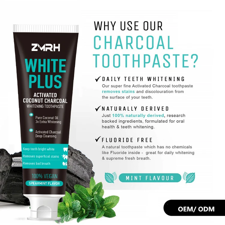 Зубная паста OEM натуральный крем для веганов зубная с активированным кокосовым углем отбеливания