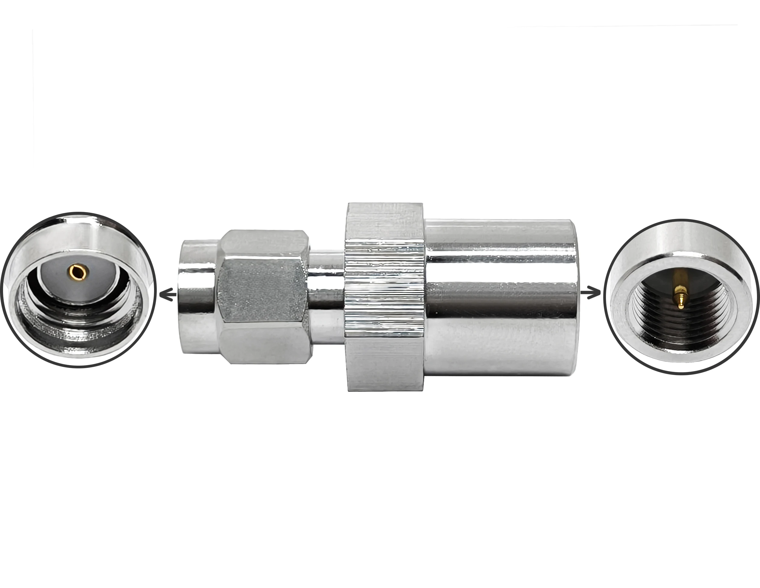 Factory Supplier RF Connector Straight Coaxial Cable 50ohm Silver Plated Male Female Connector RPSMA Male to FME Male Converter