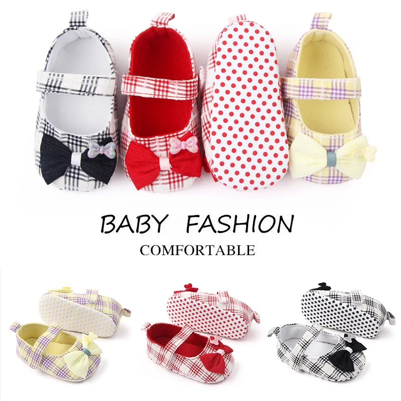 Beautiful Plaid Design Fancy Baby Girls Shoes Soft Cotton Newborn Infant Shoes for Girls details