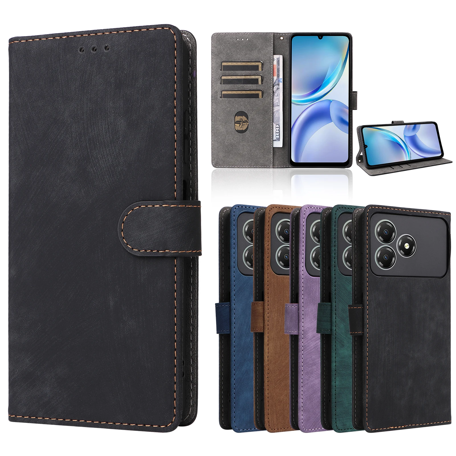 Custodia Con Portafoglio E Blocco RFID Per ZTE Z7540, In Similpelle, Con Cavalletto E Chiusura Magnetica, Slot Per Carte, Supporto Ricarica Wireless - 5