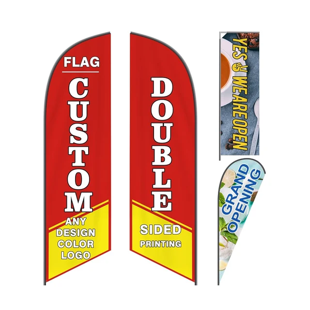 custom single sided school 3m feather banners feather flag custom beach flag