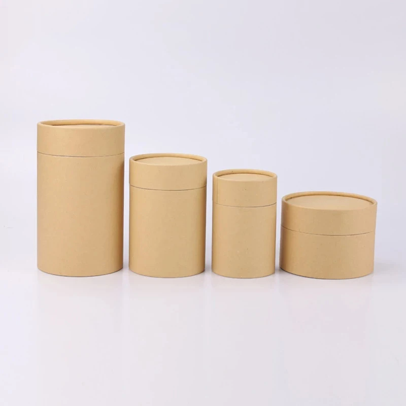 TubePaper Kraft Cardboard Brown Paper Cylinder Boxes Custom Box for Bath Salt Bottle Packaging Tubes