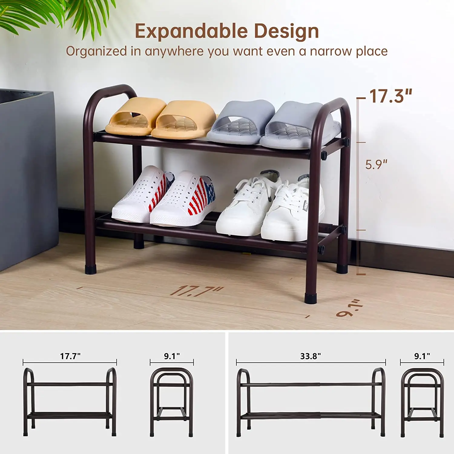Wholesale Heavy Duty 2 Tier Shoe Rack Storage Foldable Metal Shoe Rack