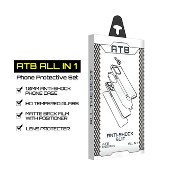 ATB 5-in-1 Clear Anti-yellowing Mobile Phone Case with a Tempered Glass Screen Protector and Camera film for  15 14 13 12 11