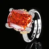 Ice Flower Cut Chinese Red Ring