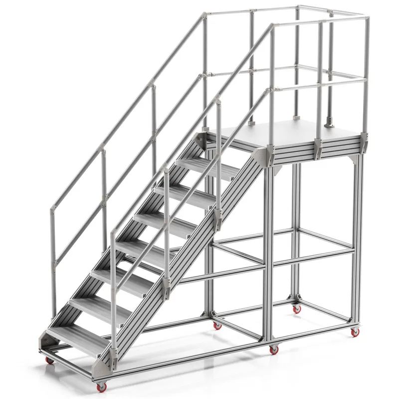 Delta Deck Low Level Platform Mobile Industrial Aluminum Work Platform Bridging Steps Ladder for Construction China Supplier