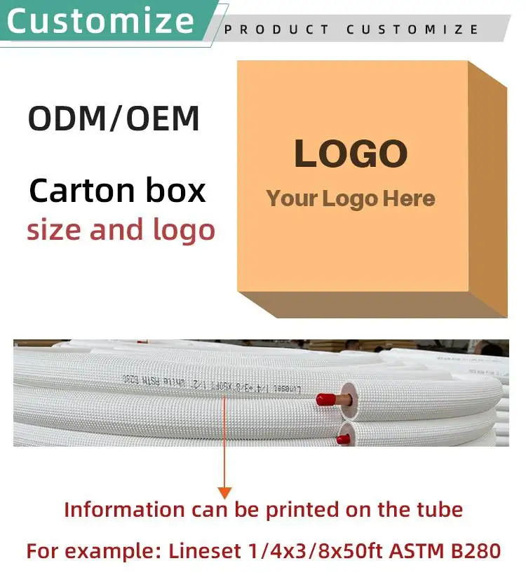 HVAC parts 15ft 25ft 35ft Insulated Copper Tube White Pe Copper Pipe AC Installation Kit manufacture