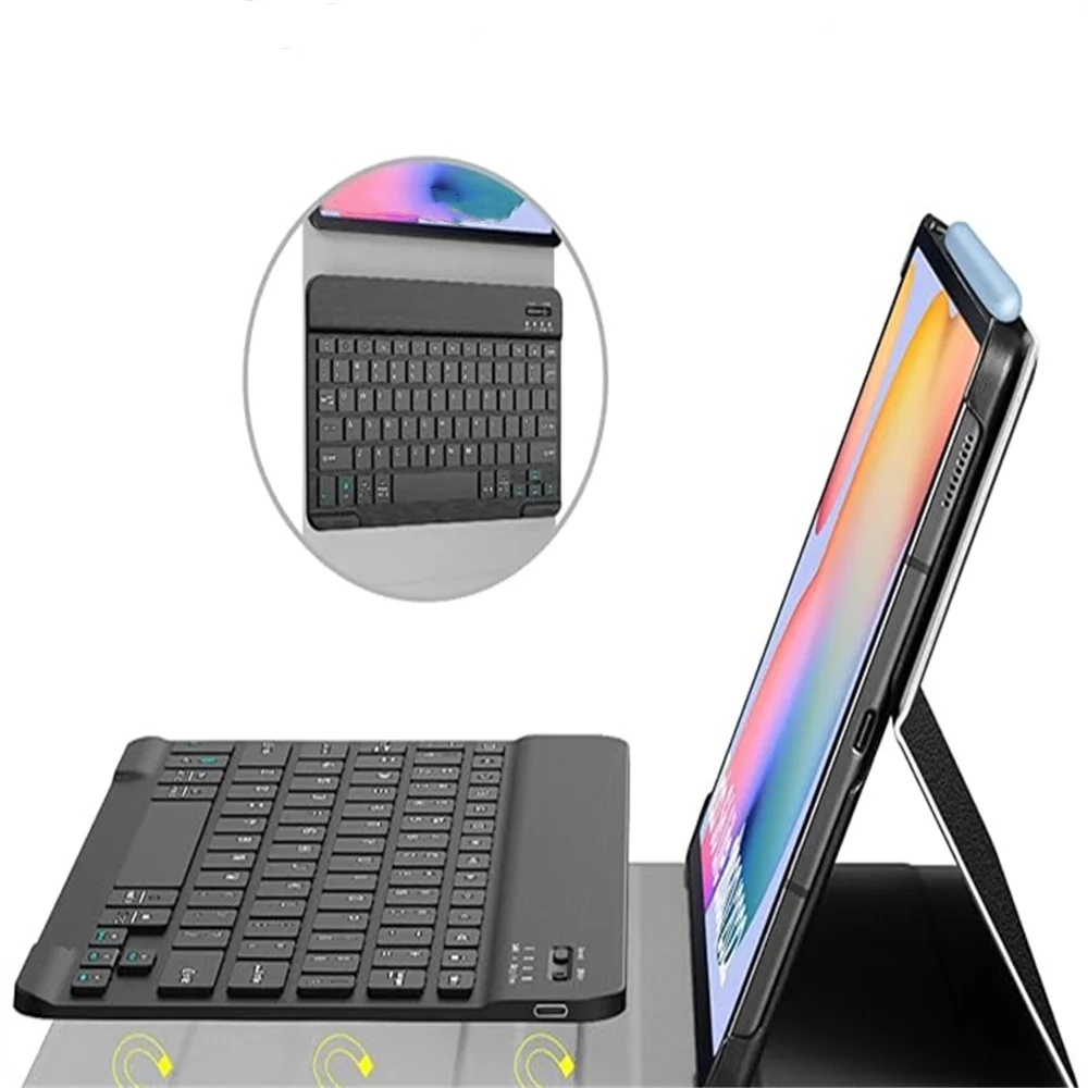 product ultra thin keyboard case for samsung galaxy tab s6 lite stand case with secure pen slot supports customization laudtec-32