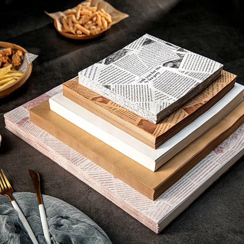 BAKEST Greaseproof Packaging Fried Hamburger Wrapping Sandwich Wrap Paper Grease Proof Food Custom White PE Offset Printing 01