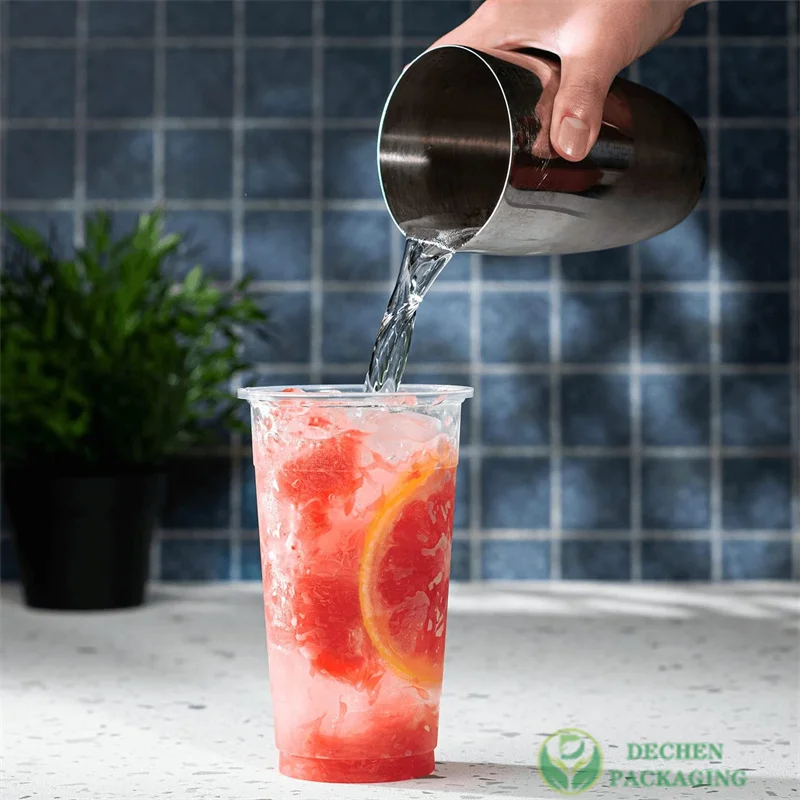 Disposable Juice Cups Cute Bubble Tea Plastic Cups