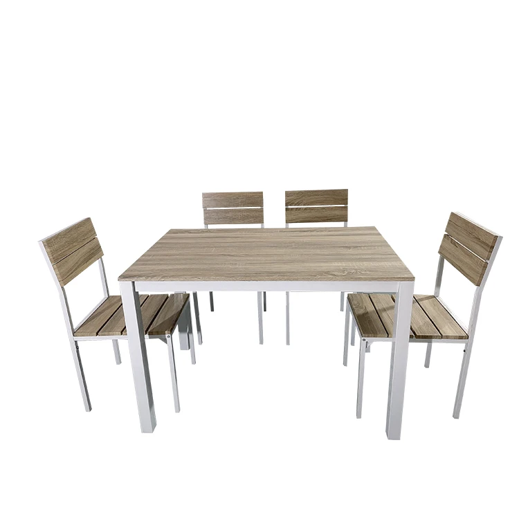 2021 NEW design Dining table set with 4 chairs MDF+PVC dining set for dining room DS-099 with Live show