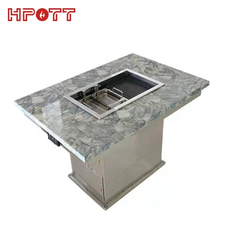 Hot Pot Built in Induction Cooker Table Bbq Grill Table – HPOTT