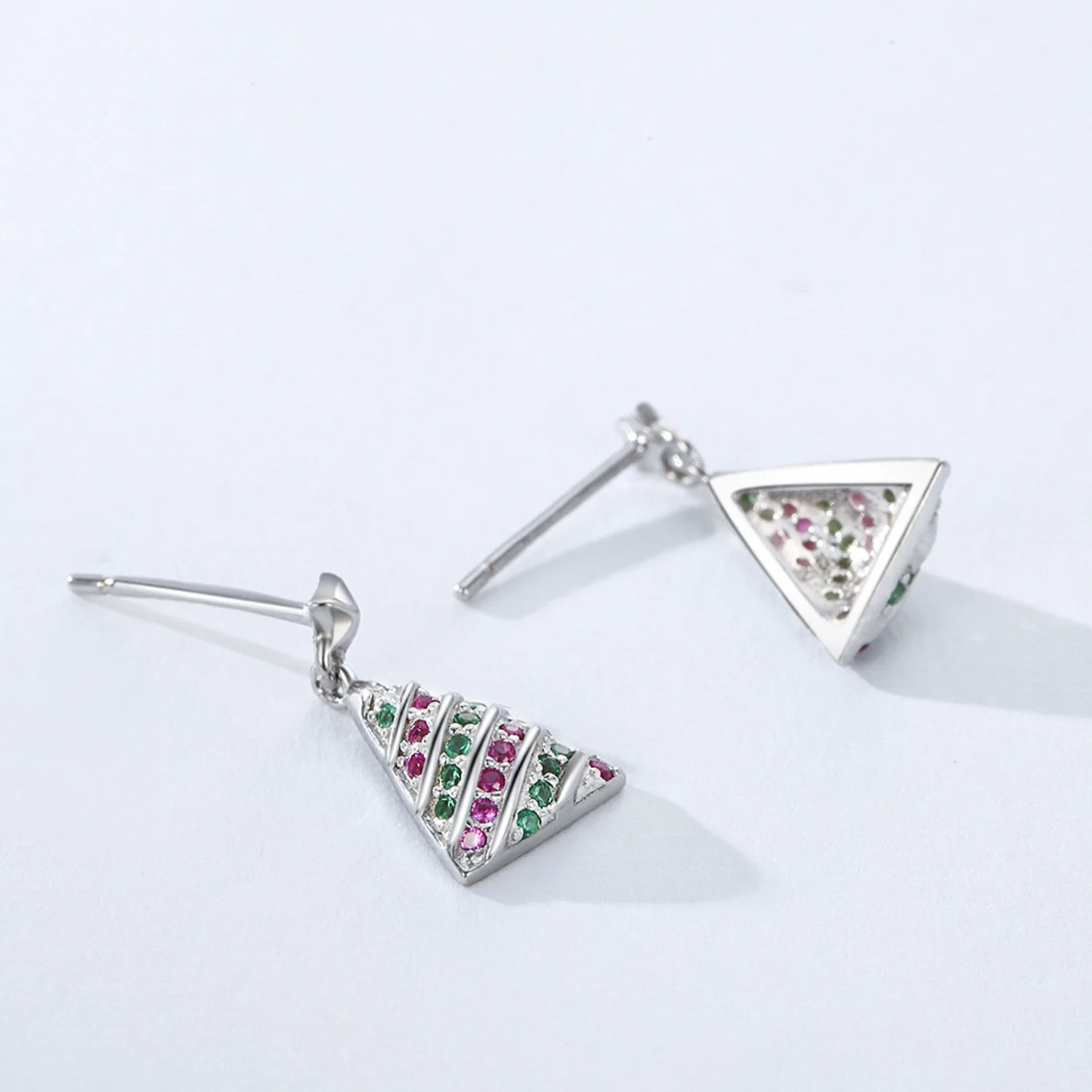 Fine Jewelry Christmas Santa Claus Zircon 925 Sterling Silver Stud Earrings for Christmas Eve Gifts European American Style