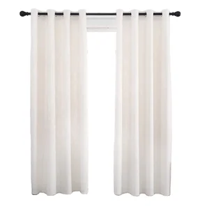 Customized Size Latest Velvet Plain Blackout Velvet Curtain Grommet White Curtain for Living Room