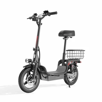 Two-Wheel Full Suspension Foldable Electric City Ebike Fast Pedal Scooter with Aluminum Alloy Basket USA/EU Warehouse