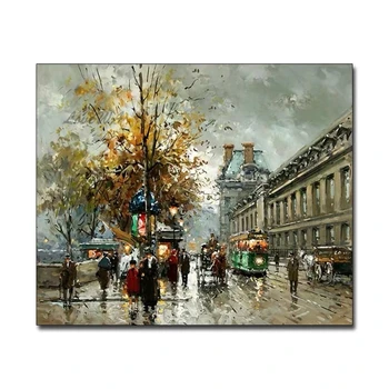 Best Selling Home Decor Paris Street Views 100%  hand painted Famous Artwork Oil Painting