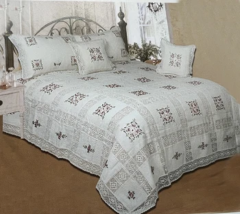 高級ヨーロッパ製ハンドメイド刺繍レースカバーレットパッチワーク