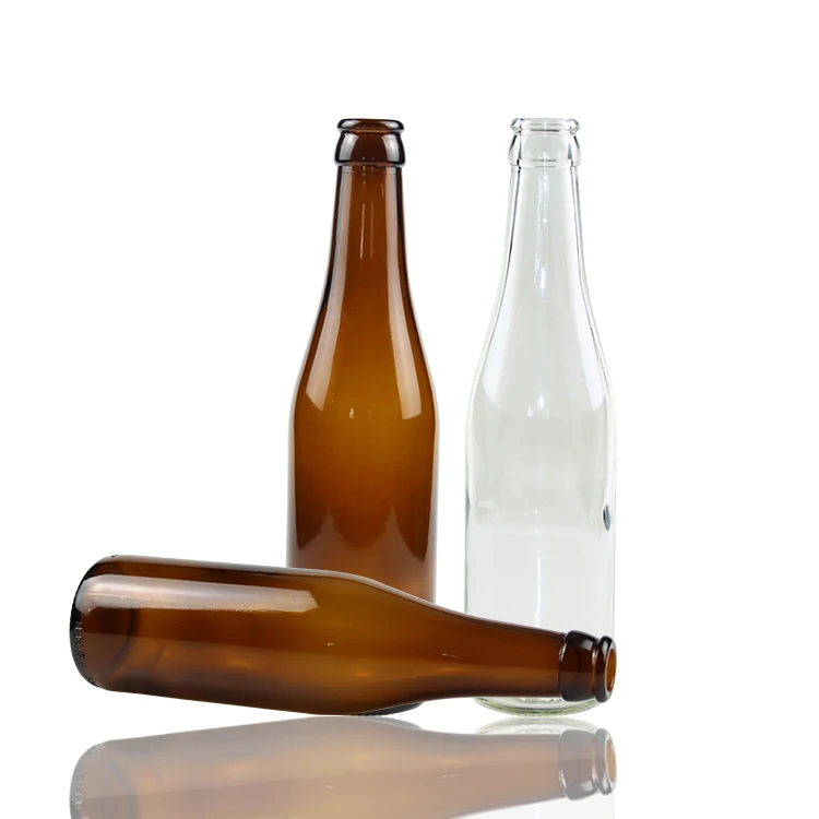 Großhandel 340ml Maßgeschneiderte Farbe Glas Klar Bernstein Bierflaschen