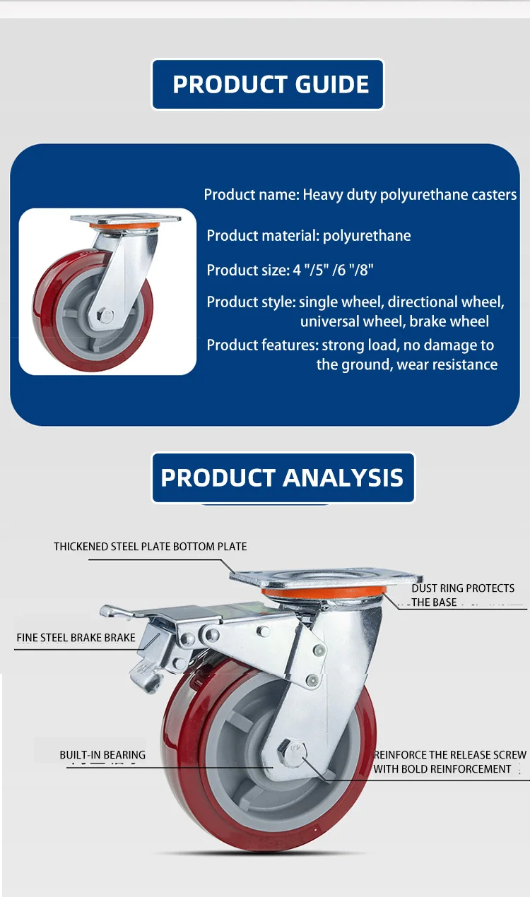 Factory Direct Supply Caster Wheel Inch With Brake Industrial Wheel