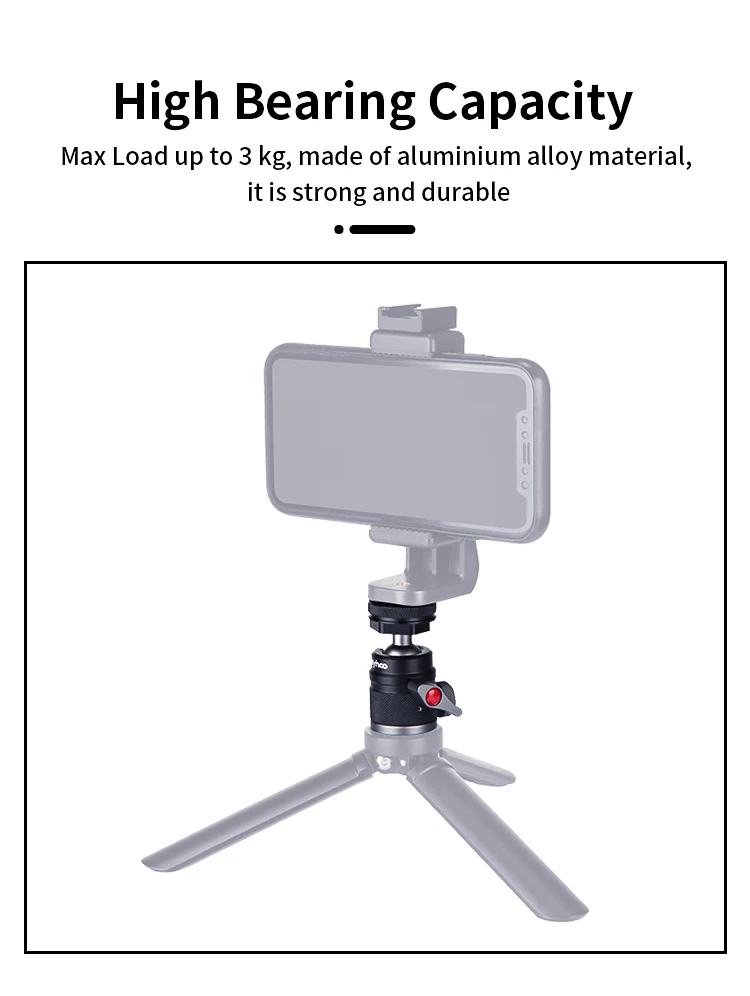 Hot Aluminum Alloy Shoe Mount Adapter 360 Degree Swivel Mini Ball Head 1/4 Tripod Screw Head Portable Camera Camcorder Smart factory