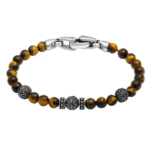 Tizti Fashion Men Jewelry High Quality Stainless Steel Nature Stone Bead Tiger Eye Onyx Lapis String Bracelets