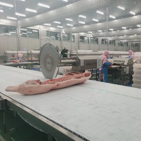 Food-grade circular saws for livestock cutting and processing systems