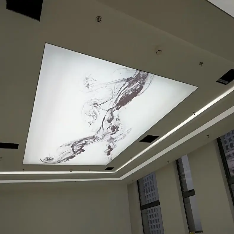 False Ceiling Tiles Cove Light Modern European False PVC Stretch Fabric Ceiling Plastic Board PVC Panel Ceiling Tiles for Home