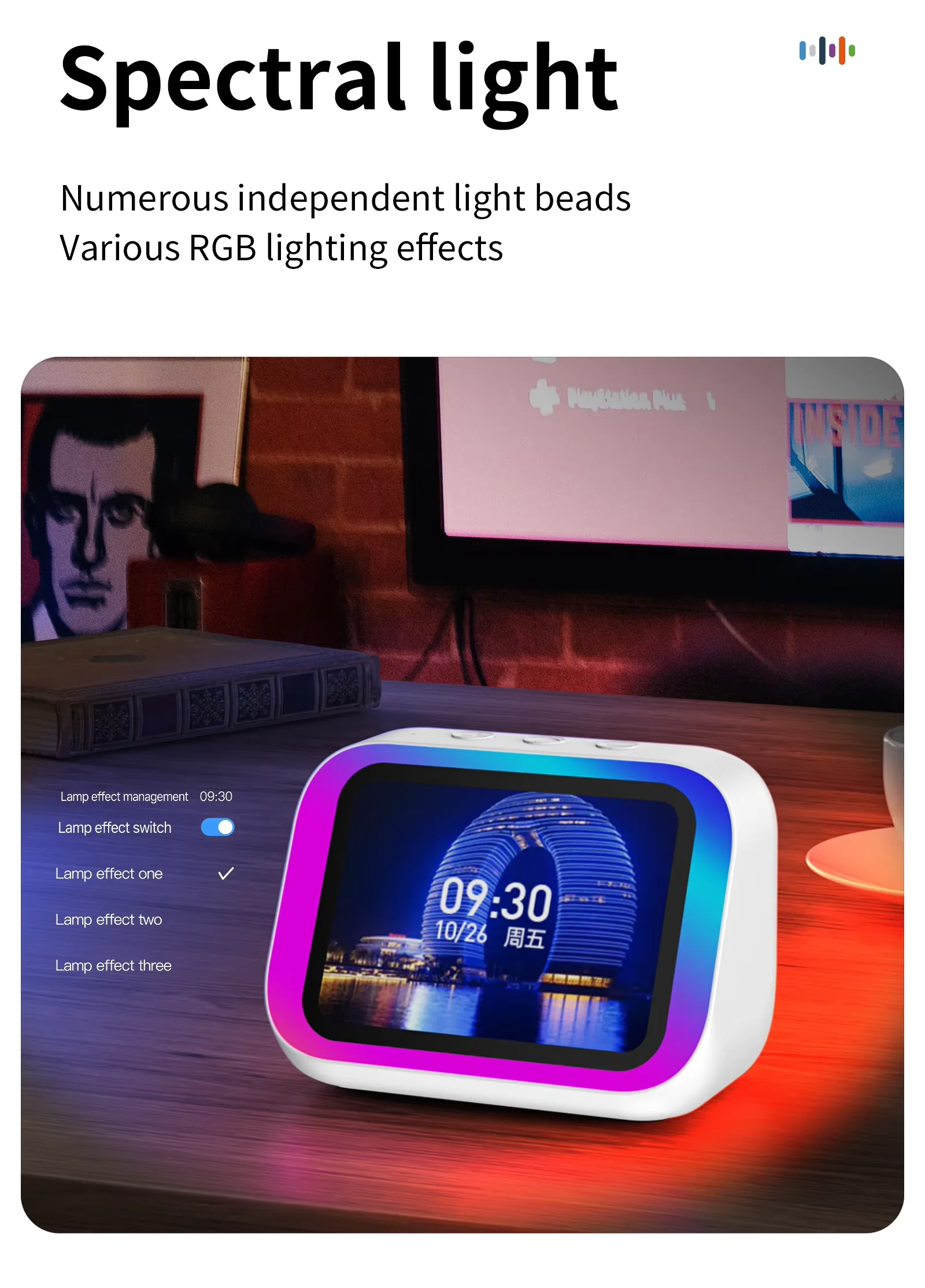New Innovative Speaker TF26 Pro Smart BT Loudspeaker RGB Large-Screen Weather Temperature Display Table Clock Voice