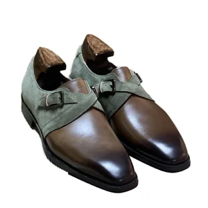 Men's Casual Low Cut Leather Shoes British Buckle Business Style Trendy Color Blocking Plus Size Sharp Pointed Breathable PVC