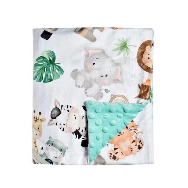 Hot Sale Super Soft 100% Polyester Custom Cartoon Printed Minky Fleece Baby Dot Blanket