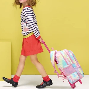New Arrival Books Children Girls Kids Trolley School Backpack Bag with Wheel