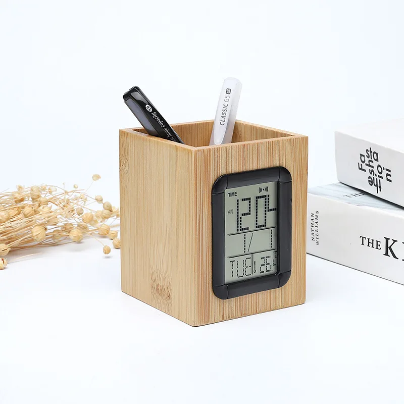 Creative Pen Holder Alarm Clock Digital Electronic Temperature Perpetual Calendar Date Multifunctional Clock