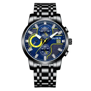 Olika Men's Quartz Stainless Steel Watch 41mm Dial 3ATM Waterproof Multiple Colors Available with Pointer Display
