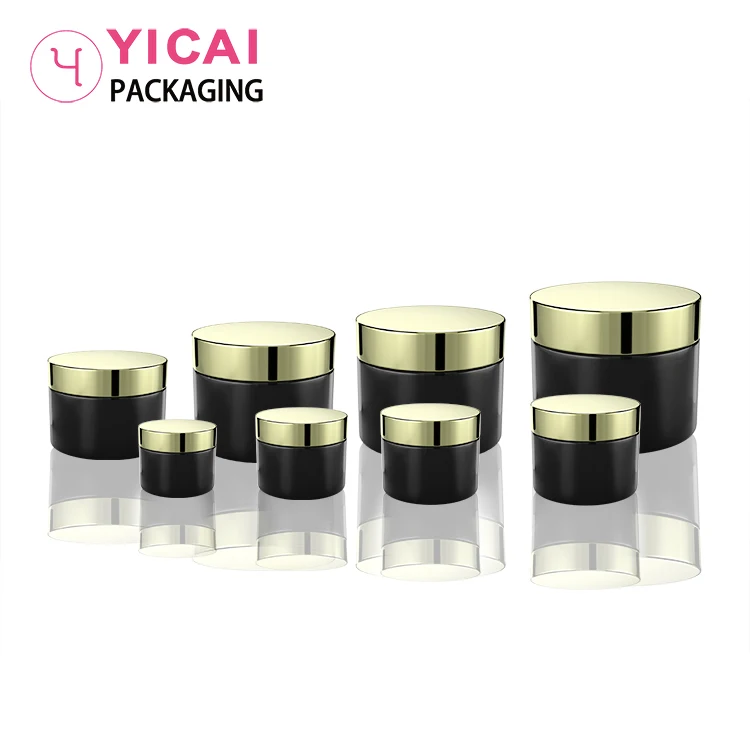 1OZ 2OZ 3OZ 4OZ 5OZ 8OZ Black and Gold Loose Powder Jars  Cosmetic Plastic Jar Matte Black PETG Jars with Rose Gold Lid