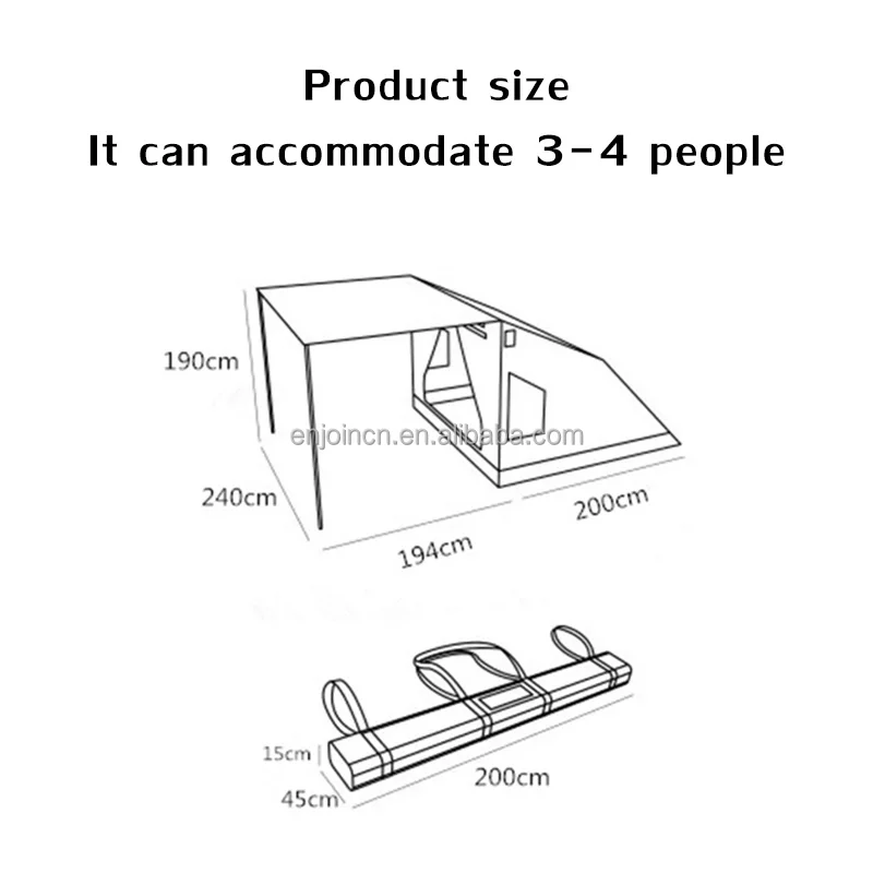 Enjoin New Model Quick Pitch Tent 4x4 Hunting With Awning Heavy Duty